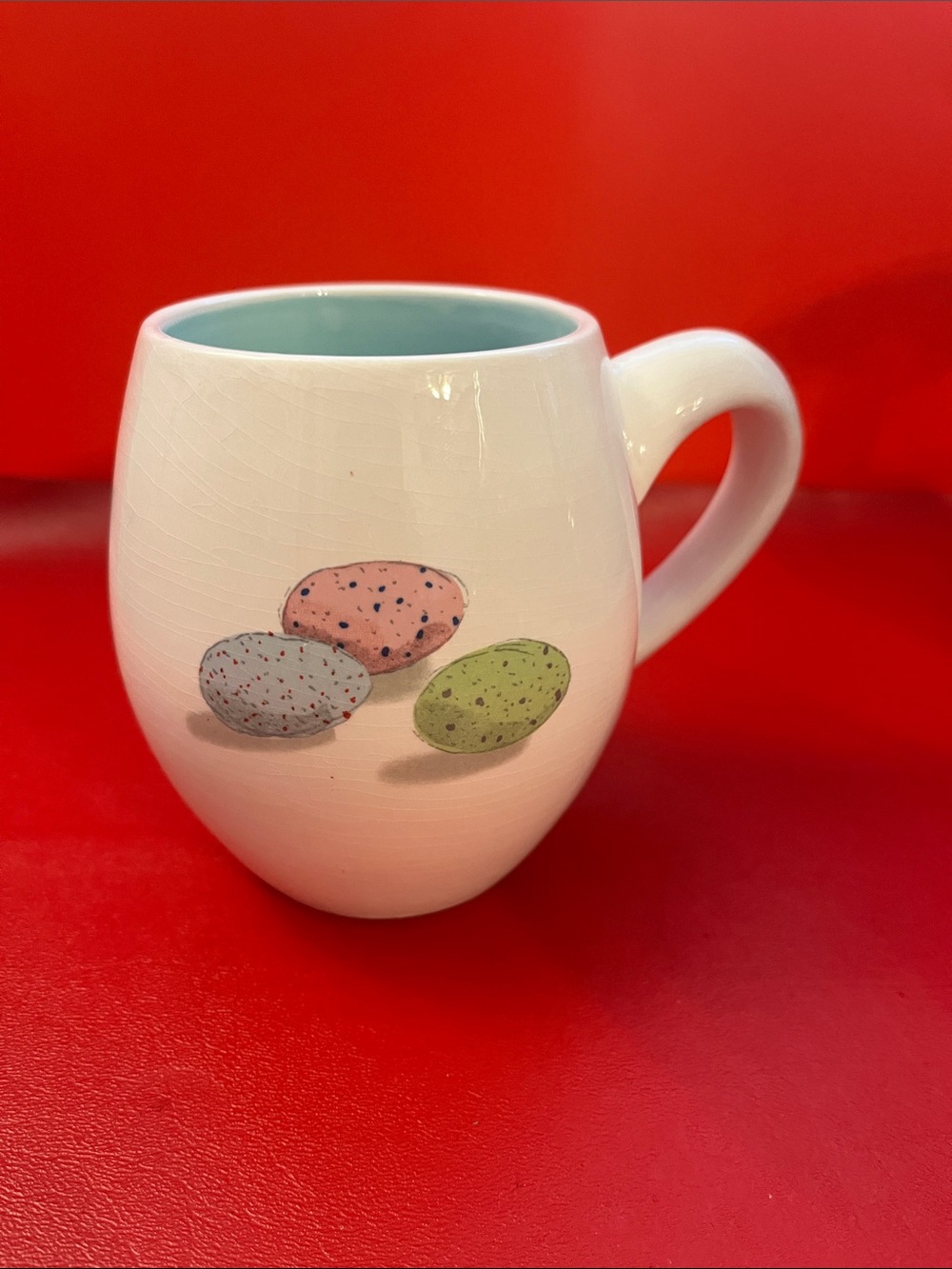 Rae Dunn Artisan Collection Mug Coffee Cup Easter Egg Blue Interior - Retired